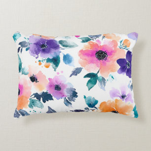 Vintage Frühlingsgarten Aquarell Blumen Dekokissen