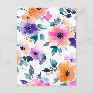 Vintage Frühlingsgarten Aquarell Blumen Feiertagspostkarte