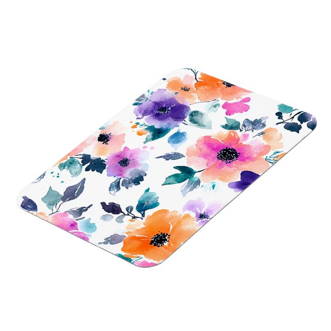 Vintage Frühlingsgarten Aquarell Blumen Magnet (Linke Seite)