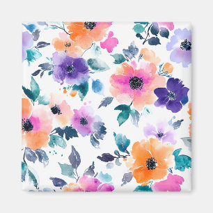 Vintage Frühlingsgarten Aquarell Blumen Magnet