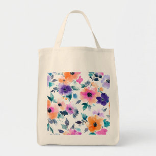 Vintage Frühlingsgarten Aquarell-Blumen Tragetasche