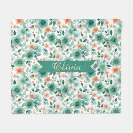 Vintage Frühlingsgrüne Florale Personalisierte Fleecedecke