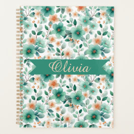 Vintage Frühlingsgrüne Florale Personalisierte Planer