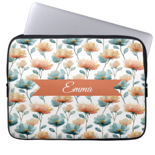 Vintage Frühlingsorange Blumen Personalisiert Laptopschutzhülle