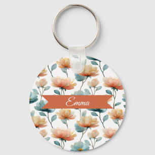 Vintage Frühlingsorangeblüten Personalisiert Schlüsselanhänger