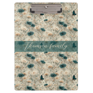 Vintage Frühlingswildblumen & Schmetterling für di Klemmbrett