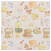 vintage Frühstück Aquarellmuster - Mehl, Brot