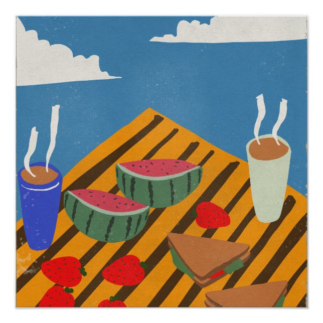 Vintage Frühstück Picknick Poster (Vorderseite)