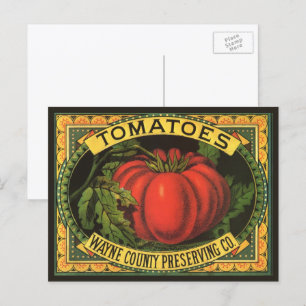 Vintage Fruit Crate Label Art, Wayne Co Tomatoes Postkarte