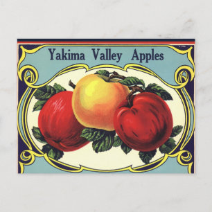 Vintage Fruit Crate Label Art Yakima Valley Apples Postkarte