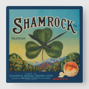 Vintage Fruit Orange Crate Label Quadratische Wanduhr