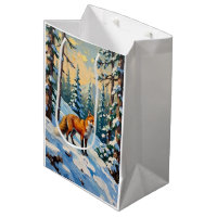 Vintage Fuchs im schneebedeckten Wald Weihnachtsbi