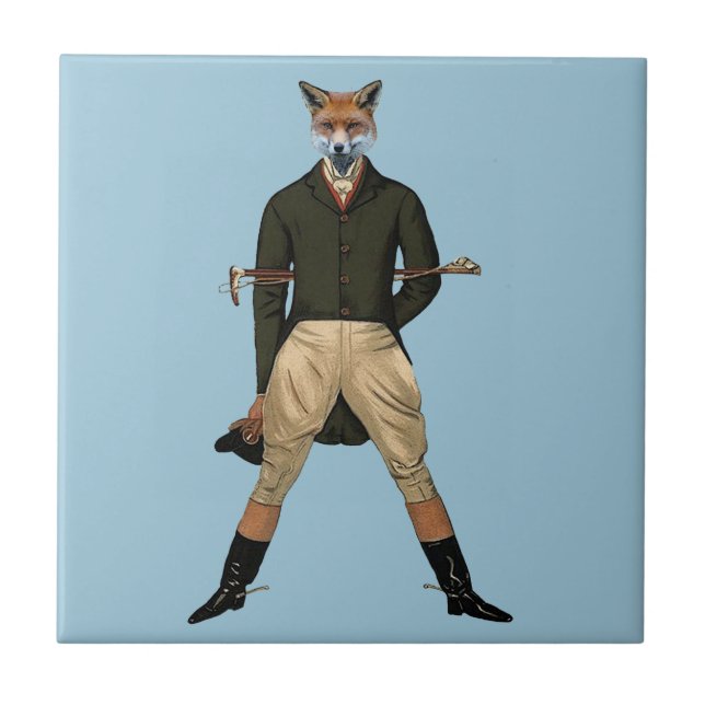 Vintage Fuchs Jagd Fliese (Vorderseite)