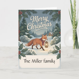 Vintage Fuchs mit Laterne Woodland Weihnachten Karte