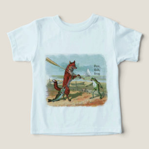 Vintage-Fuchs-und-Frosch-Strand-whimsische Illustr