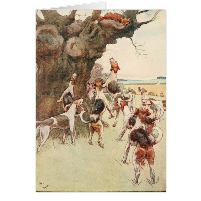 Vintage - Fuchs und Hunde, (Vorne)