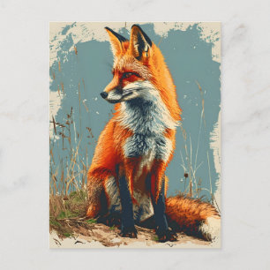 Vintage Fuchs: Zeitloser Wildtier Charme Postkarte