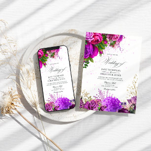 Vintage Fuchsia und Lila Shabby Floral Hochzeit Einladung