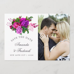 Vintage Fuchsia und Lila Shabby Save-the-Date-Kart Save The Date