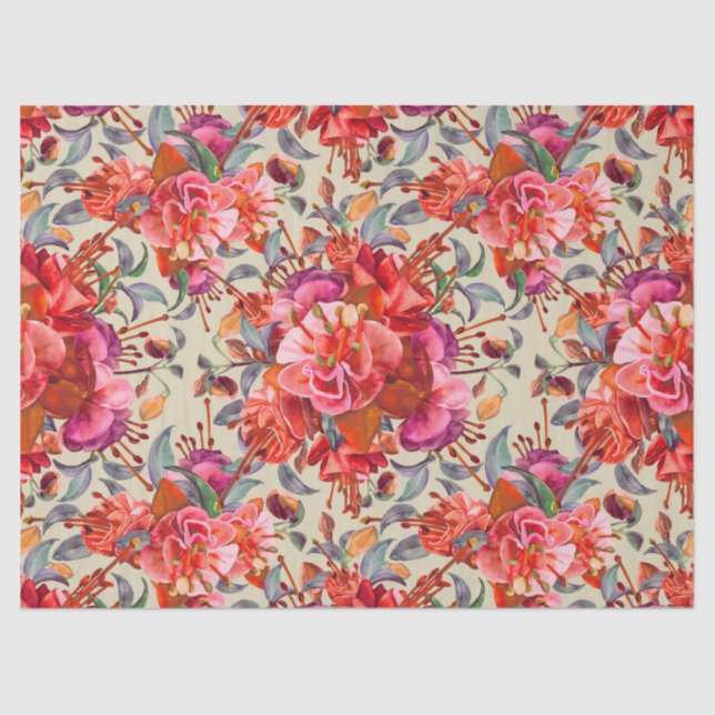 Vintage Fuchsienblüten Seidenpapier (Vorderseite)