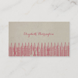 Vintage-Füllfederhalterfedern Pink Visitenkarte
