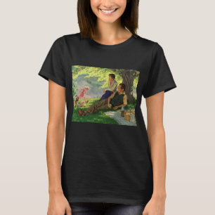 Vintage Fun Family Picnic unter einem Schattenbaum T-Shirt