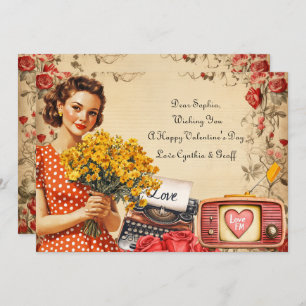 Vintage Fun Lady Valentine Ferienkarte Feiertagskarte