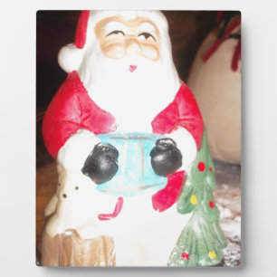 Vintage Fun Santa mit Schnee-Kunstprint Fotoplatte