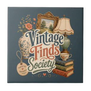 Vintage-Funde Cottagecore-Schätze Blau  Fliese
