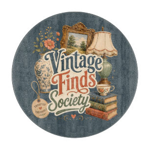 Vintage-Funde Cottagecore-Schätze Blau Schneidebrett