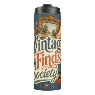 Vintage-Funde Cottagecore-Schätze Blau Thermosbecher