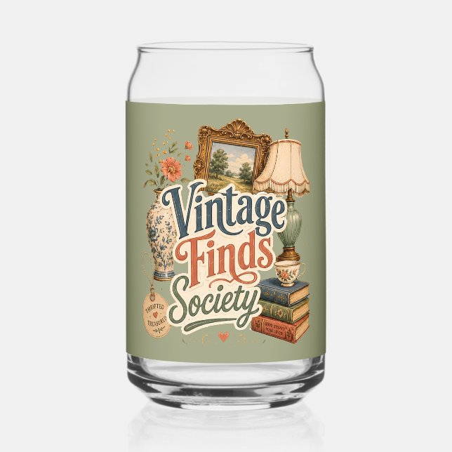 Vintage-Funde Cottagecore-Schätze Grün Dosenglas (Vorderseite)
