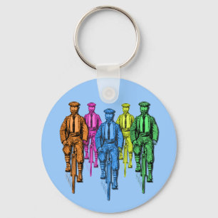 Vintage fünf Fellas auf Fahrrad-Illustration Schlüsselanhänger