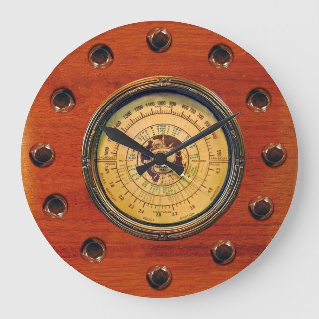 Vintage Funkdesign-Wandleuchte Große Wanduhr (Vorderseite)