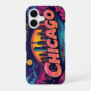 Vintage funky Chicago-Skyline Retro-Reise iPhone 16 Hülle