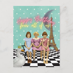 Vintage funky Gruppen-Geburtstagsgrüße Postkarte