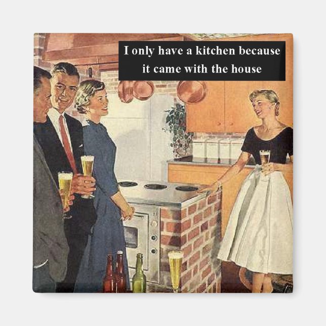 Vintage Funny Bridal Shower / House Warming Party Magnet (Vorne)