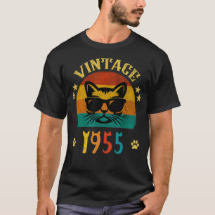 Vintage Funny Cat Geburtstagsgeschenk 1955 Männer T-Shirt