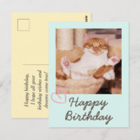 Vintage Funny Cat und Happy Birthday Postcard