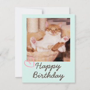 Vintage Funny Cat und viel Glück zum Geburtstag Karte