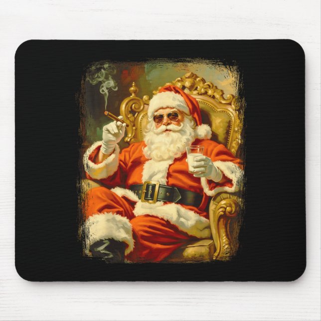 Vintage Funny Cool Big Boss Santa  Mousepad (Vorne)