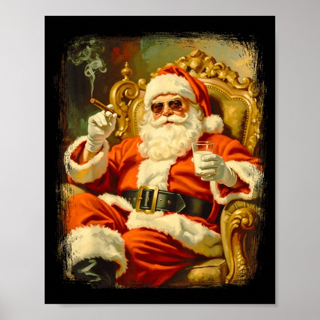 Vintage Funny Cool Big Boss Santa  Poster (Vorne)