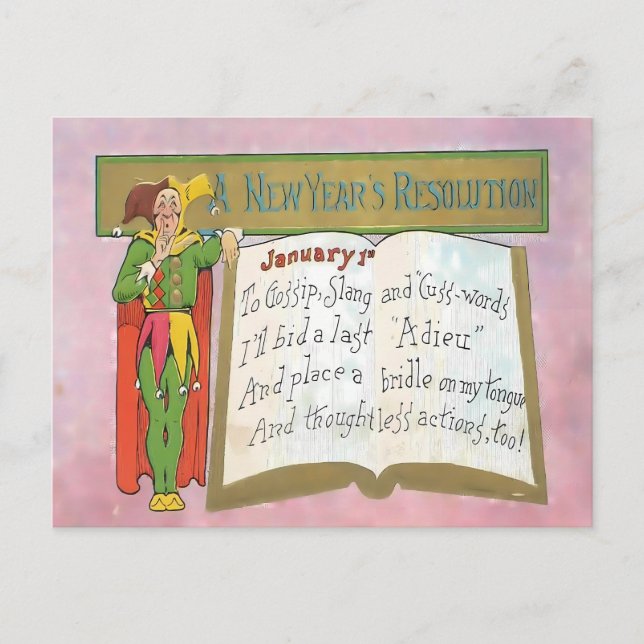 Vintage Funny New Year's Resolution Postkarte (Vorderseite)