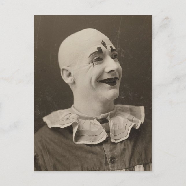 Vintage Funny Weird Mime Clownfotografie Postkarte (Vorderseite)