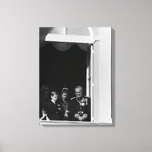 Vintage Fürstenfamilie von Monaco auf Palastbalkon Leinwanddruck