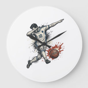 Vintage-Fußball-Dab-Spieler Grafik-Shirt-Design_1 Große Wanduhr