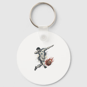 Vintage-Fußball-Dab-Spieler Grafik-Shirt-Design_1 Schlüsselanhänger