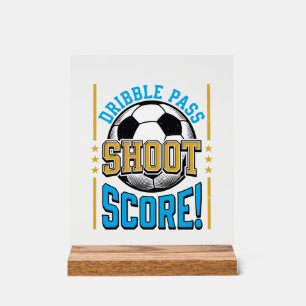 Vintage Fußball Dribbling Pass Schuss Tor T-Shirt Acrylschild