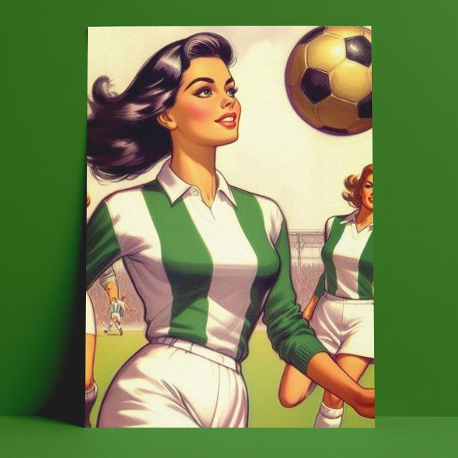 Vintage Fußball-Girl-Illustration Postkarte (Von Creator hochgeladen)