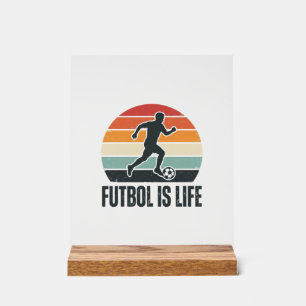 Vintage Fußball Ist Leben Fußballspieler-Shirt-Des Acrylschild